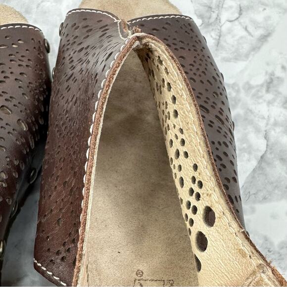 PIKOLINOS Benissa Sandal Womens 38/US 7/7.5 Brown Leather Slingback Wedge Buckle - Picture 12 of 15